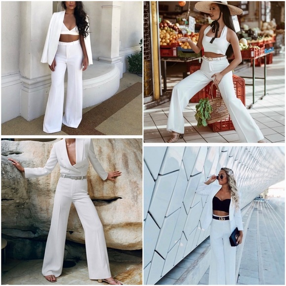 Zara | Pants u0026 Jumpsuits | Zara White Flowy Wide Leg Trousers Pants 255778  | Poshmark